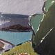 Mid-Century Modern "Meander" Vintage Expressionist River Landscape Oil Painting, Framed