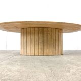 Table basse ovale vintage en travertin, 1970