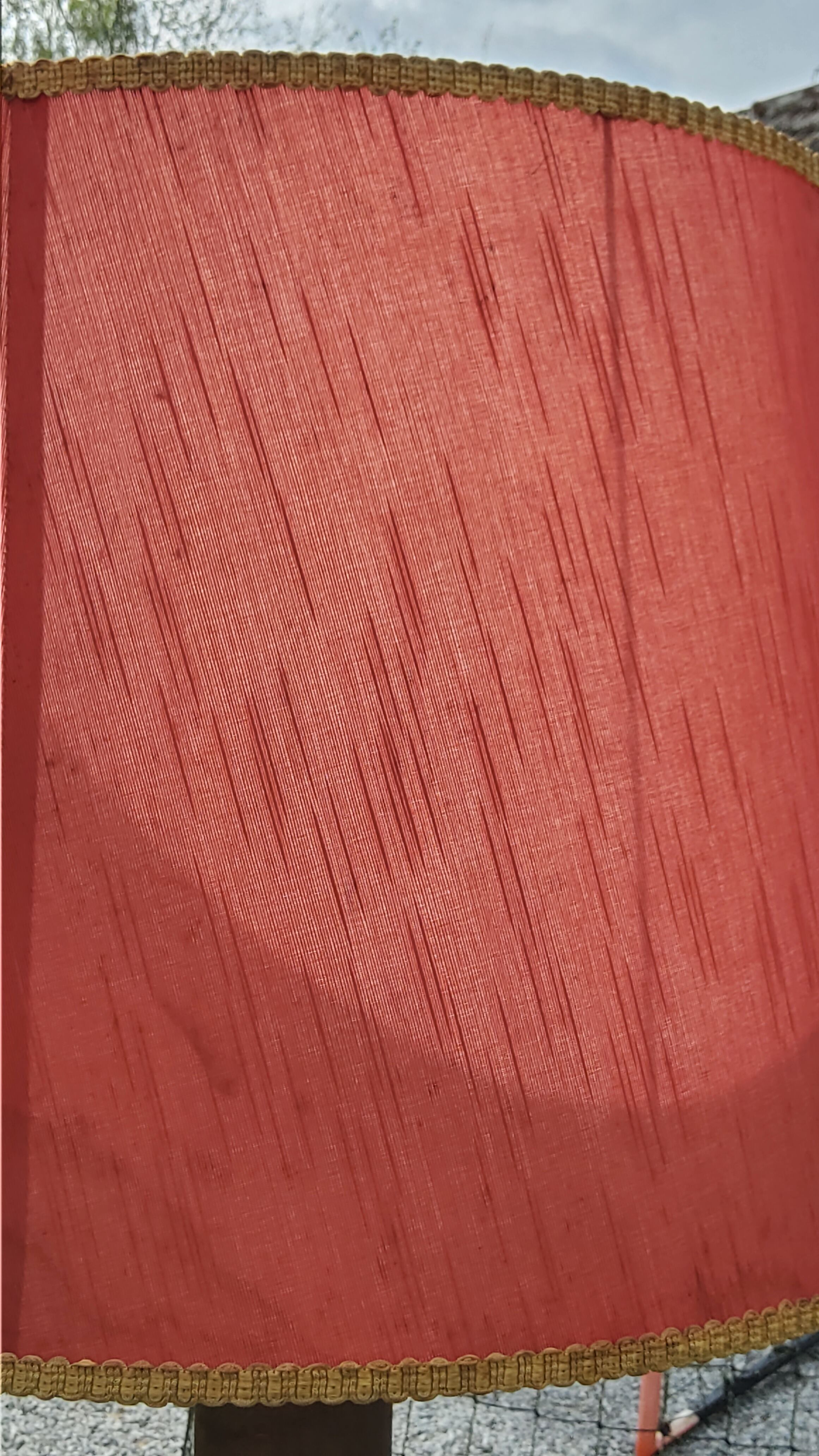 Floor lamp with shelf of the 40s/50s in beech lampshade red fabric