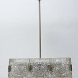 Vintage Glass and Chromed Steel Pendant Lamp by Kamenický Šenov, 1970s