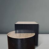 Oak and straw coffee table