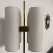 Vintage 1960s Arlus France brass four-light lamp post.