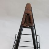 Log metal and cane log basket 1960