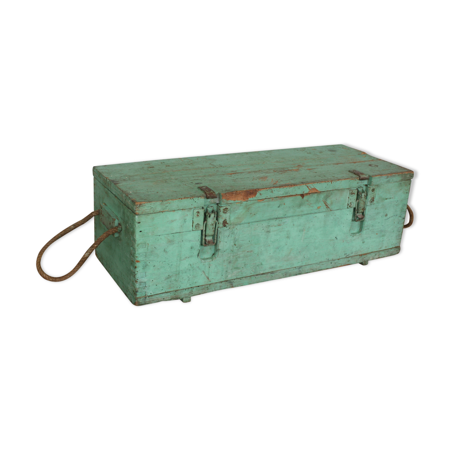 Green vintage wood tool case