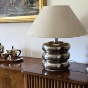 Hollywood regency chromed table lamp base, Luci Milano Italy, 1970s