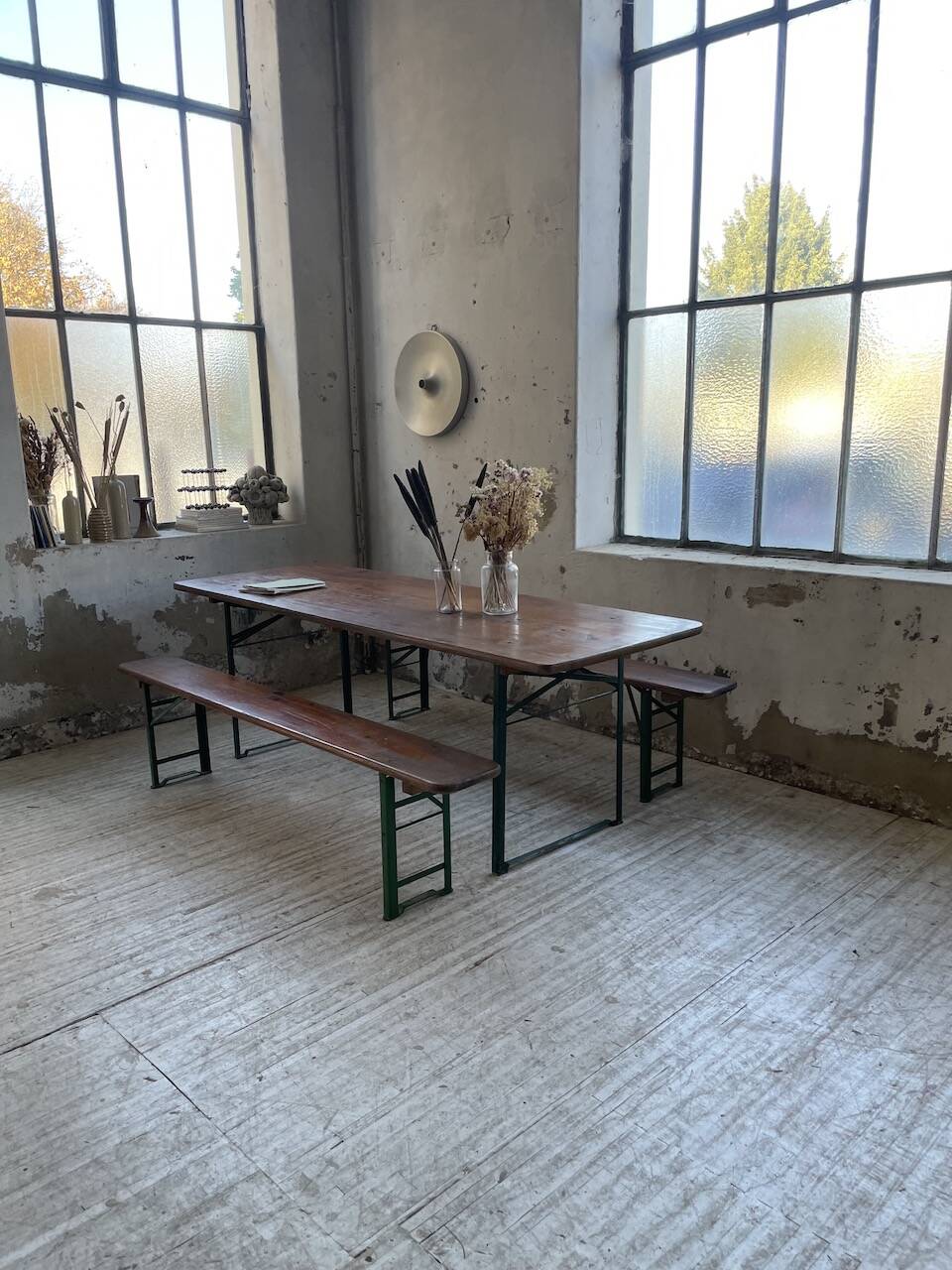 Guinguette table and its 2 benches