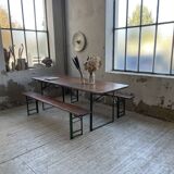 Guinguette table and its 2 benches