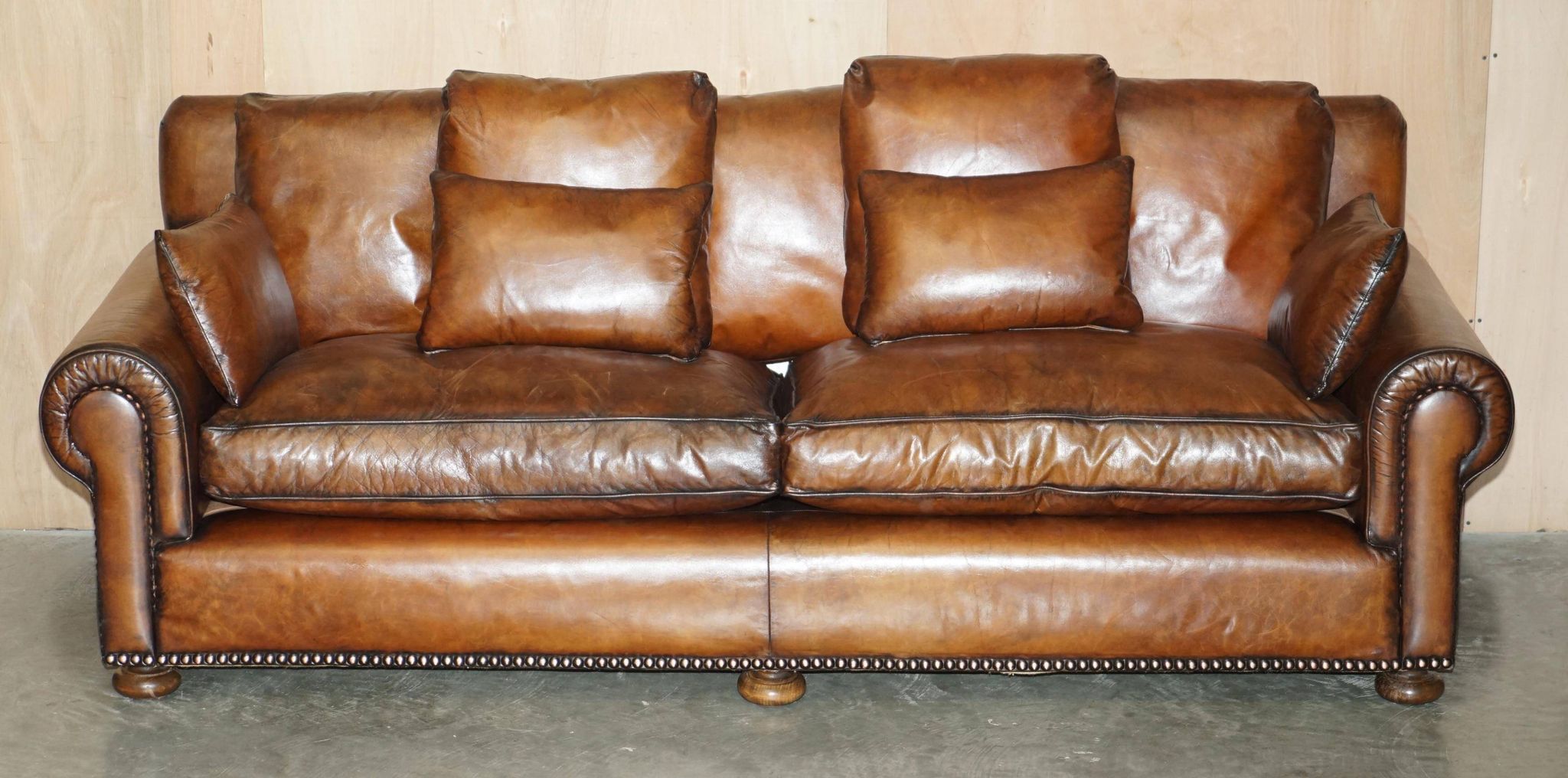 Pair of Ralph Lauren Jamaica club sofas restored in leather.