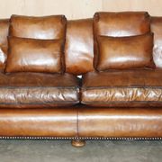 Pair of Ralph Lauren Jamaica club sofas restored in leather.
