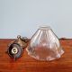 Large Holophane pendant light in transparent grooved glass