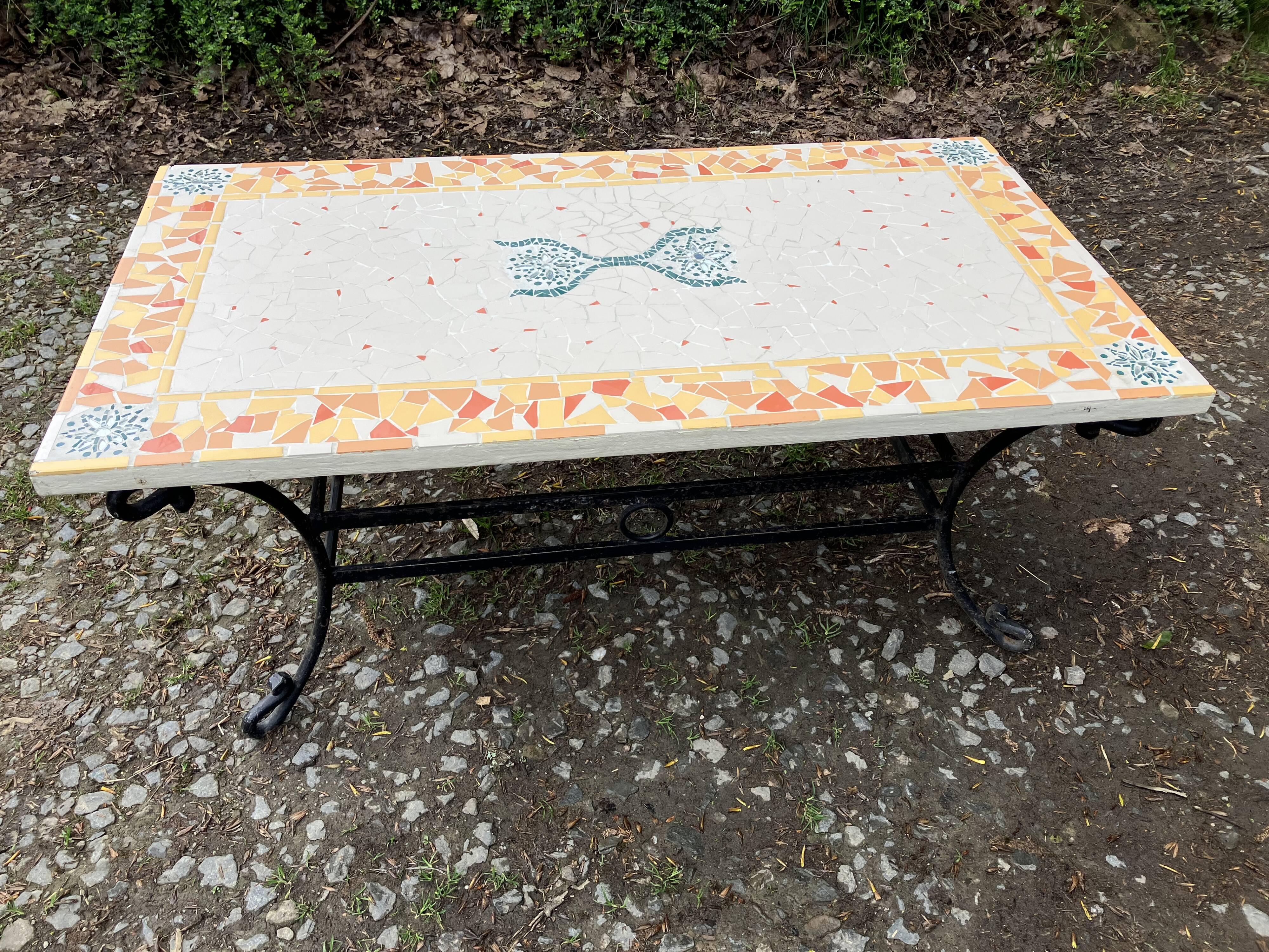 Coffee table legs iron mosaic top