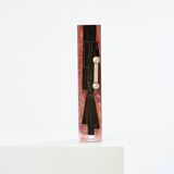 Grand vase Art Déco en verre opalin noir et rouge Anatole Riecke 1938