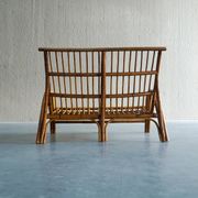 Mid-century rattan & bamboo two-seater lounge sofa