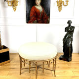 Napoleon III style ottoman in gilded metal with bamboo décor