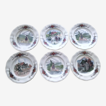 Set de 6 assiettes à dessert en faience de Sarreguemines modèle Obernai