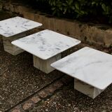 Set of 3 marble nesting tables, Italy 1970