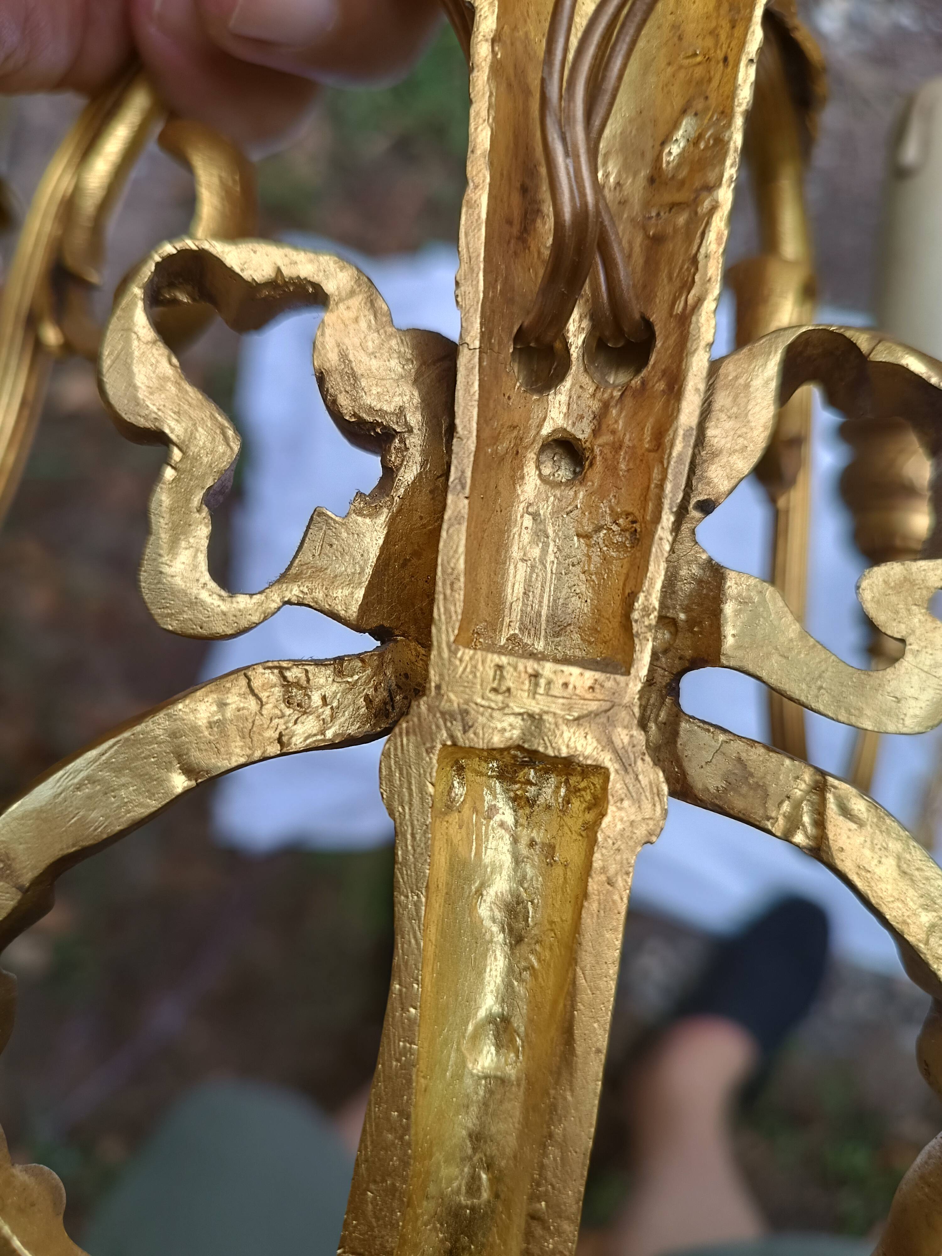 Pair of "torch" wall sconces Louis XVI in gilded bronze