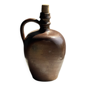 Brown glazed jar with handle H23.5