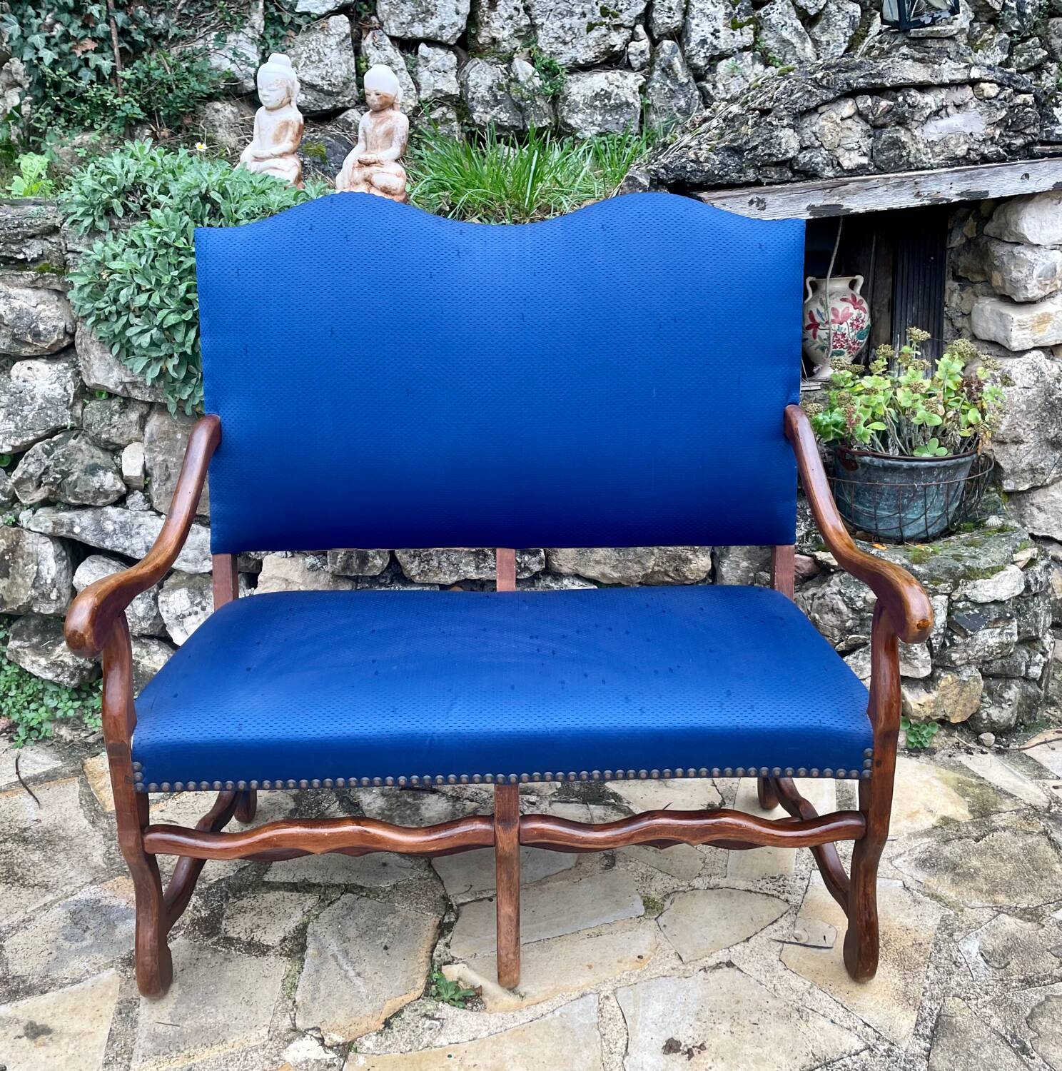2-seater walnut bench