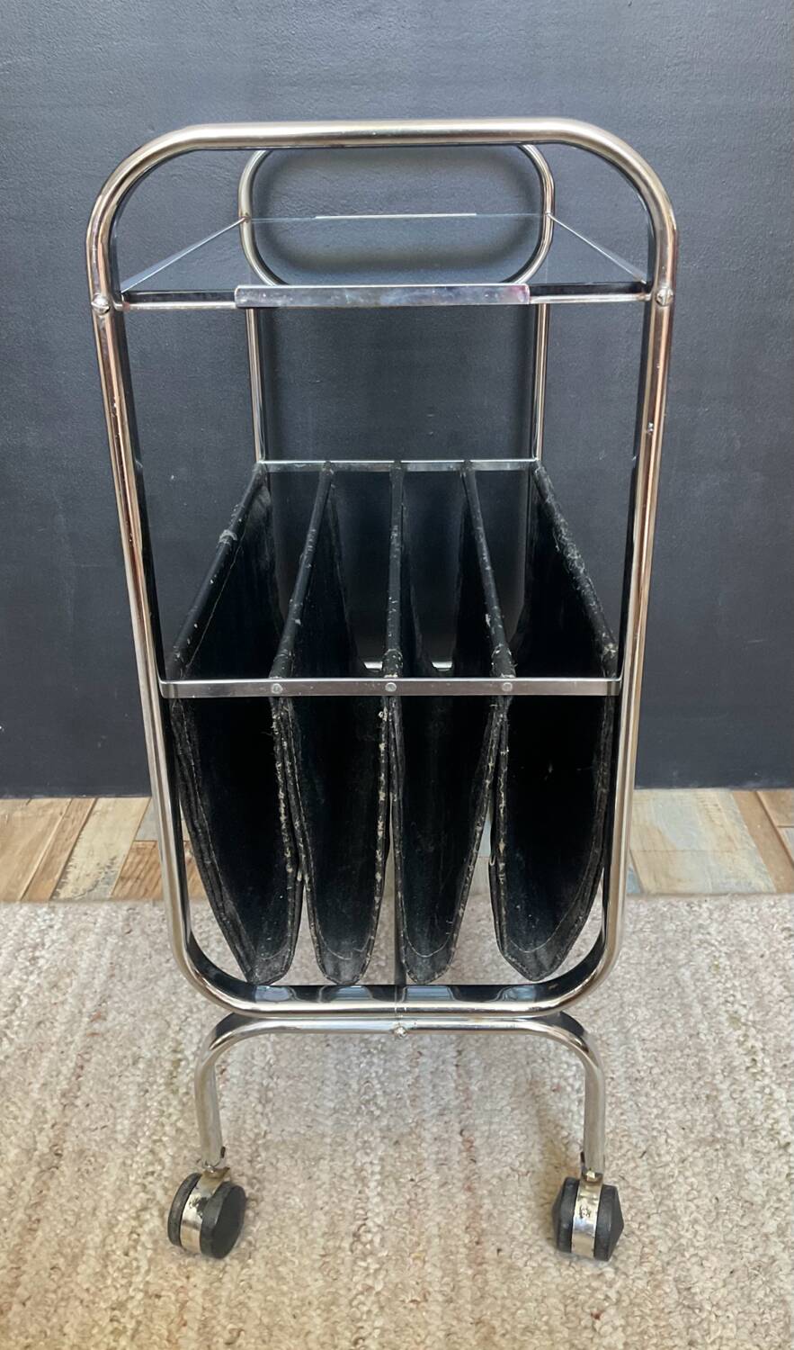 Vintage side table with magazine rack from the 70s