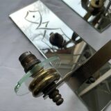 Pair of Italian art deco wall lights in mirror and brass, vintage, 1930s