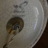 Neo-classical baluster lamp in cracked white earthenware from the 1970s.