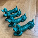 Green ceramic dog knife holder