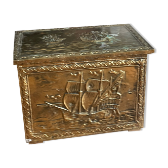 Antique brass chest