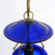 Suspension chandelier, oriental blue glass lantern and brass structure. Year 70-80