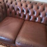 Sofa chesterfield brown leather four seats