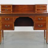 Original English Empire style desk with intarsia inlaid wood, 19th century