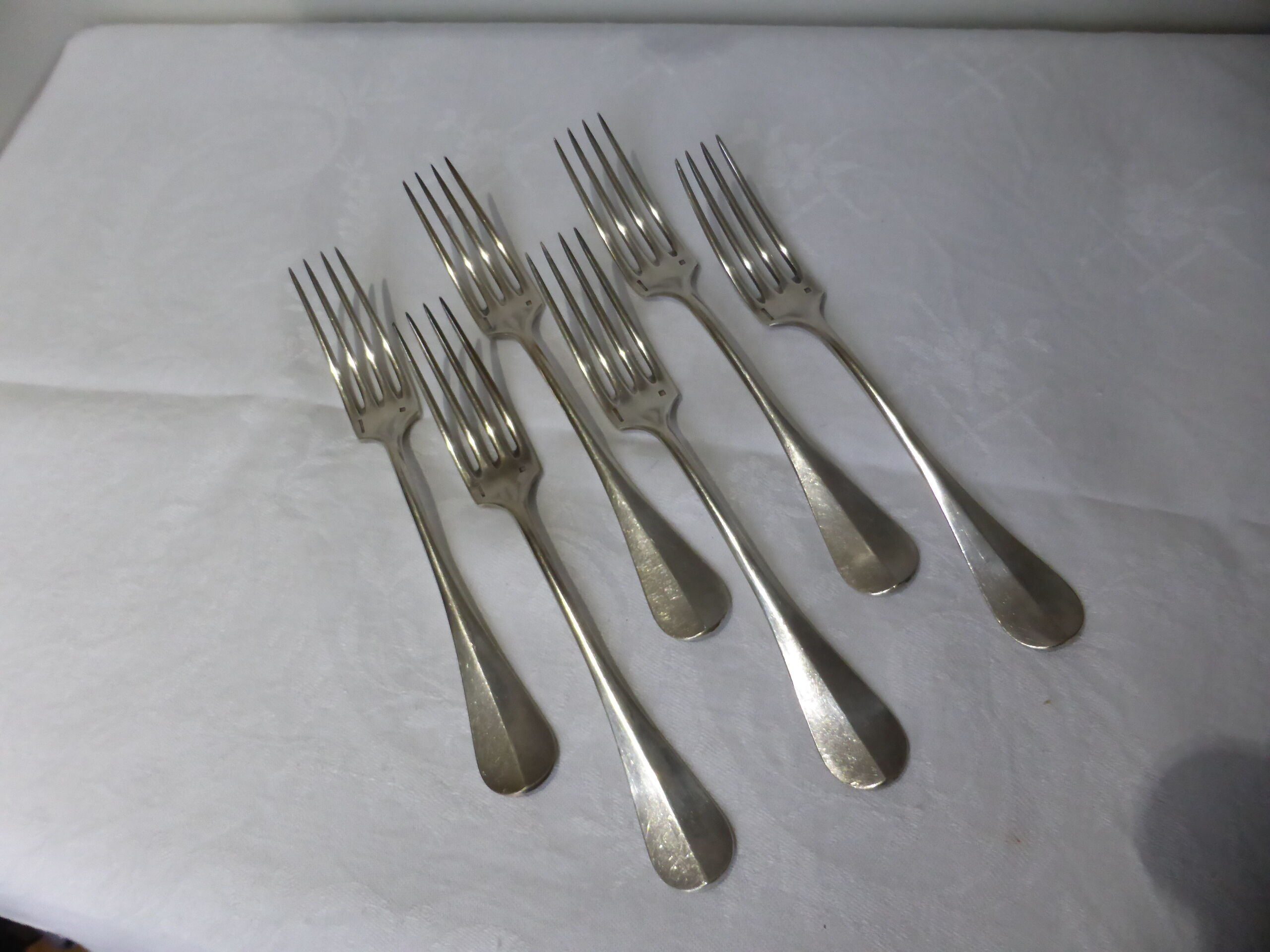 6 vintage silver metal forks