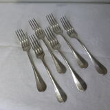 6 vintage silver metal forks