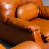 Pair of brown leather armchairs from the 70s vintage