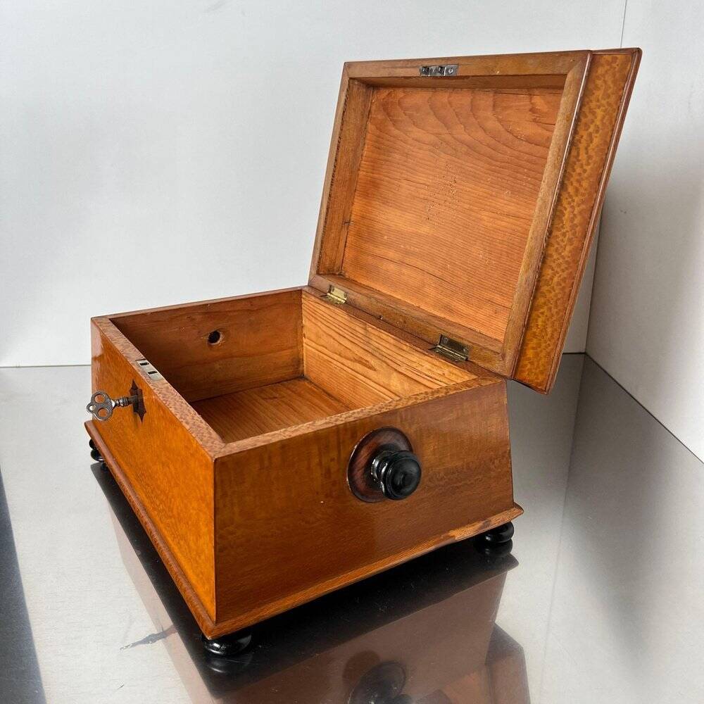 Historicism Box in Floral Ash Veneer and Rosewood, Austria, 1880s