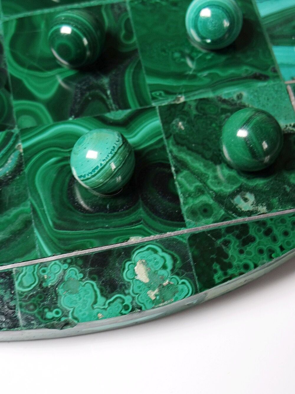 Vintage solitaire game in malachite, African work, 1960s-1970s.