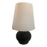 Lampe de table contemporaine en verre blanc et noir de style Murano