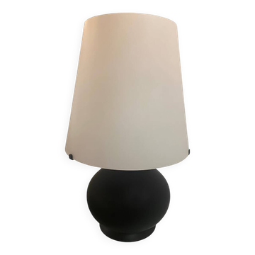 Lampe de table contemporaine en verre blanc et noir de style Murano