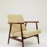 Fauteuil vintage vert en tissu à motifs modernes du milieu du siècle, années 1970, Pologne