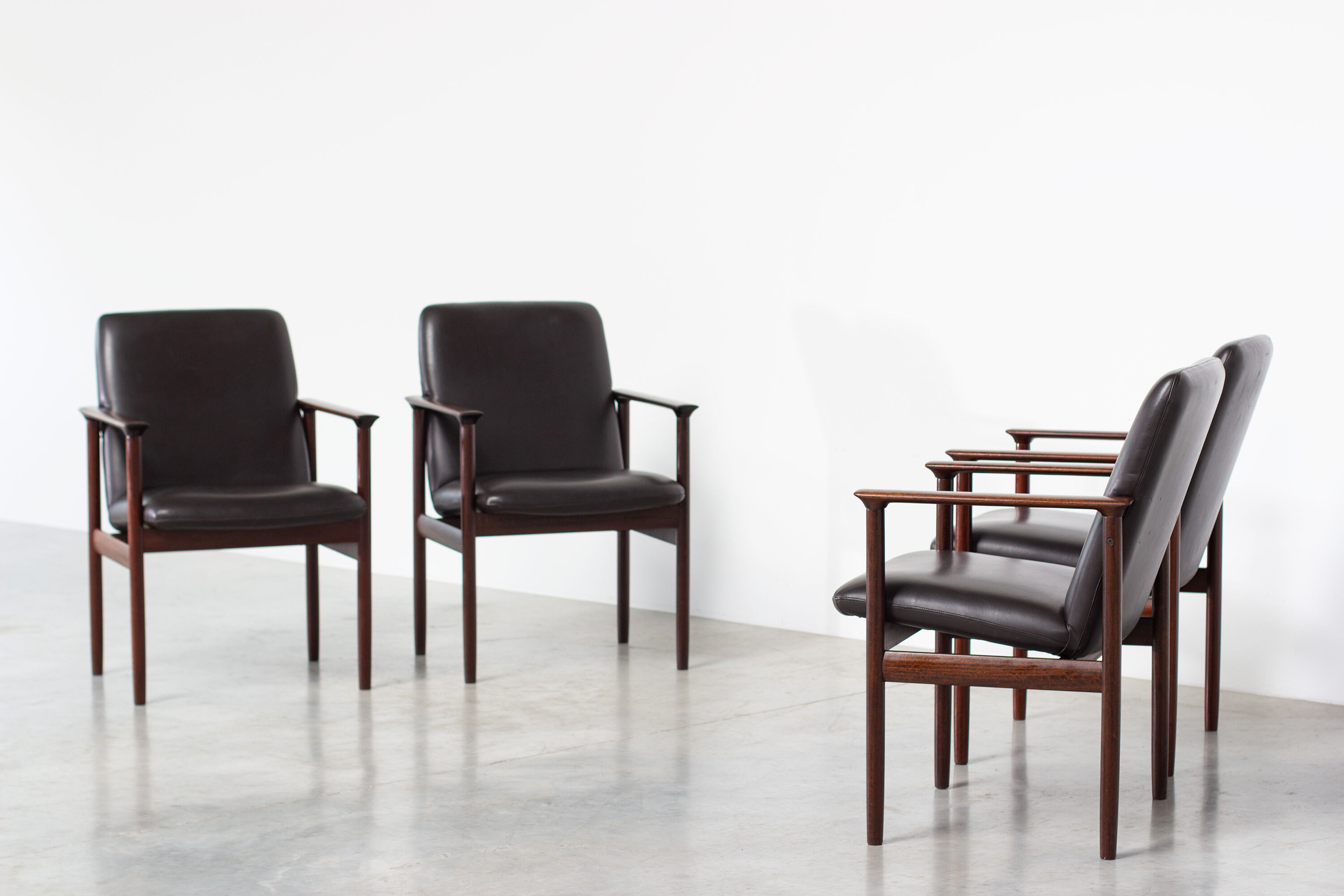 Set of 4 danish leather armchairs 1960