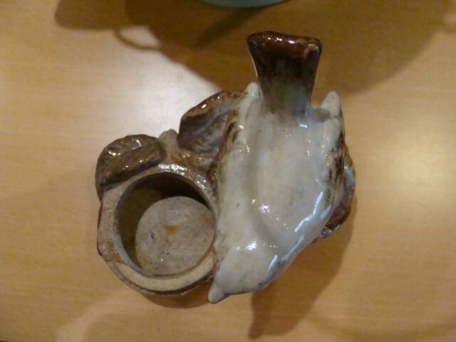 Small vintage enameled ceramic bird bowl