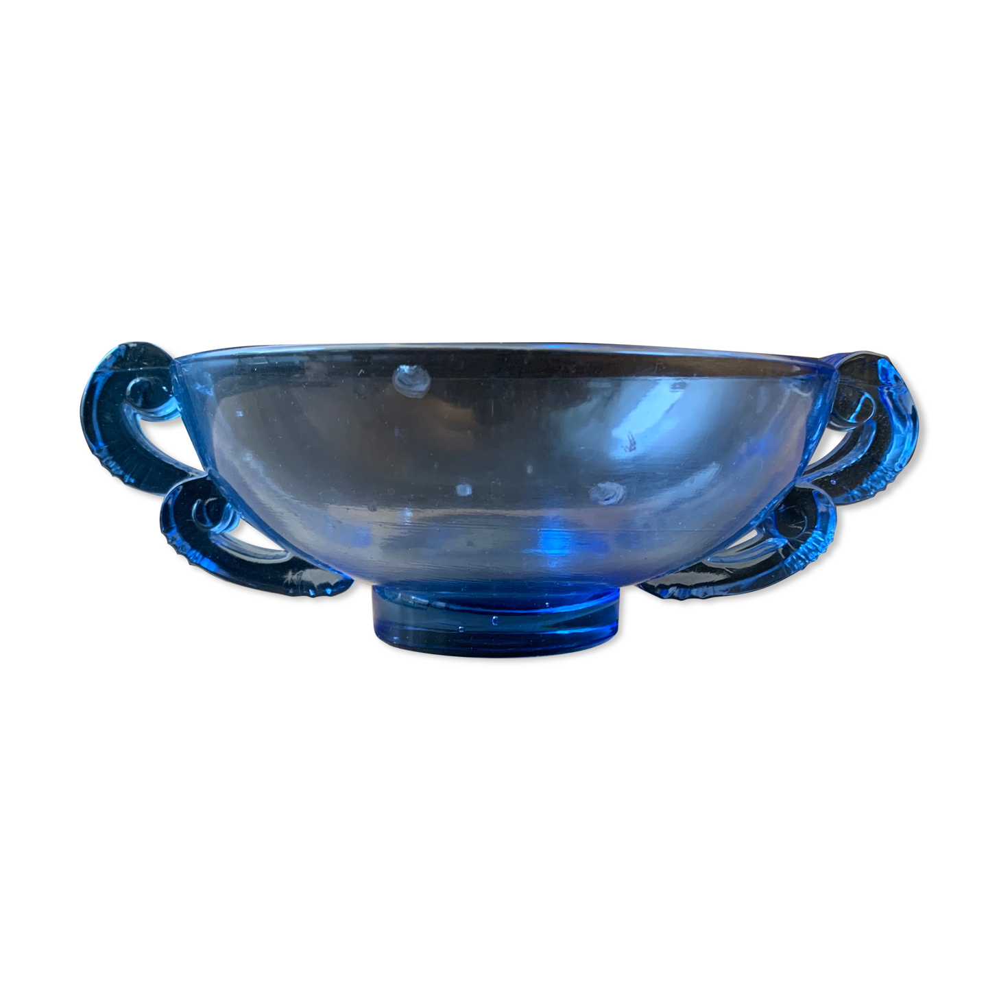 Coupe en verre bleu art deco
