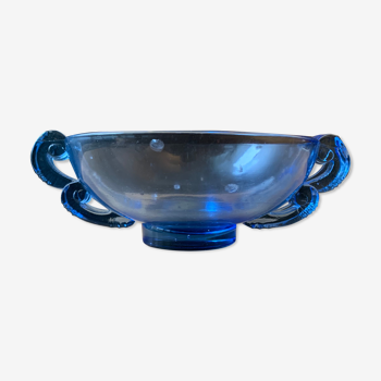 Coupe en verre bleu art deco