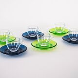 Set of glass cups, Italian design, 1970s, manufactured by Fratelli Guzzini