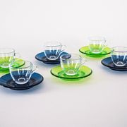 Set of glass cups, Italian design, 1970s, manufactured by Fratelli Guzzini