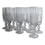 Transparent Crystal Champagne Glasses - Set of 12, Vintage Italian Glassware (1970s)