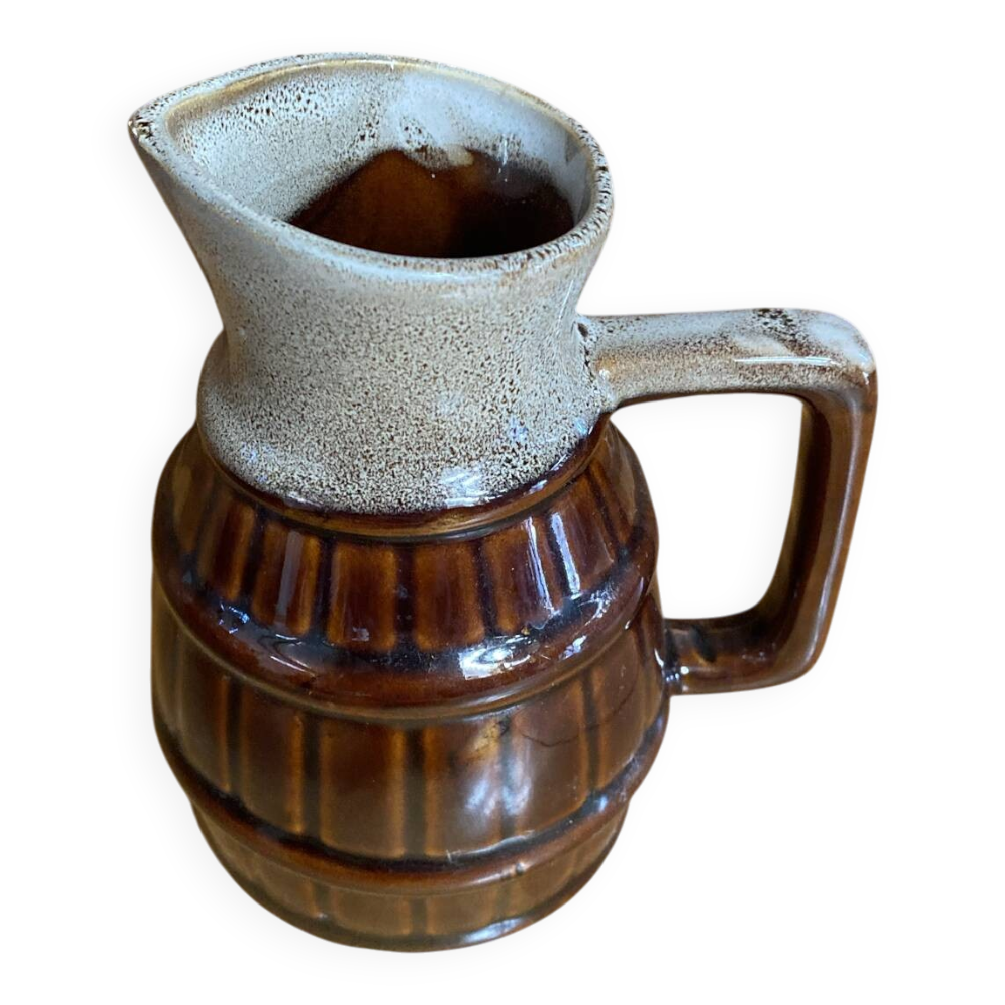 Vintage flamed ceramic barrel-shaped pichet in old style revol 1l #