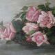Table, oil on cardboard, bouquet of roses, 1930s