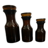 3 amber glass jars