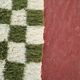 Beni Ouarain rug in Khaki Green and Cream Checkerboard, Handmade, 250x150cm